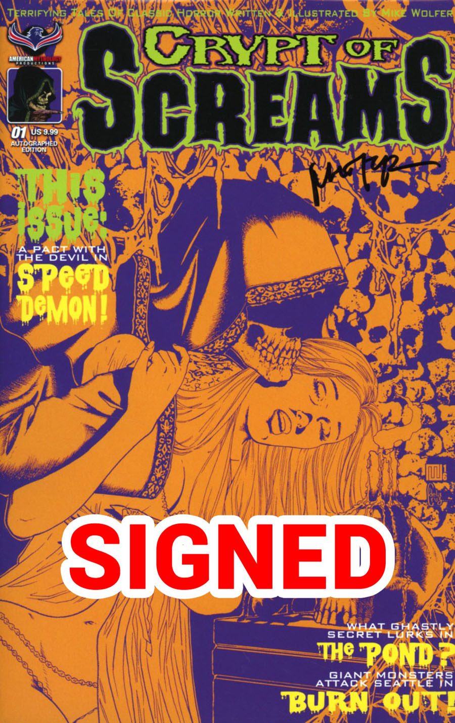 Mike Wolfers Crypt Of Scream #1 Cover B Variant Mike Wolfer Halloween Limited Cover Signed By Mike Wolfer