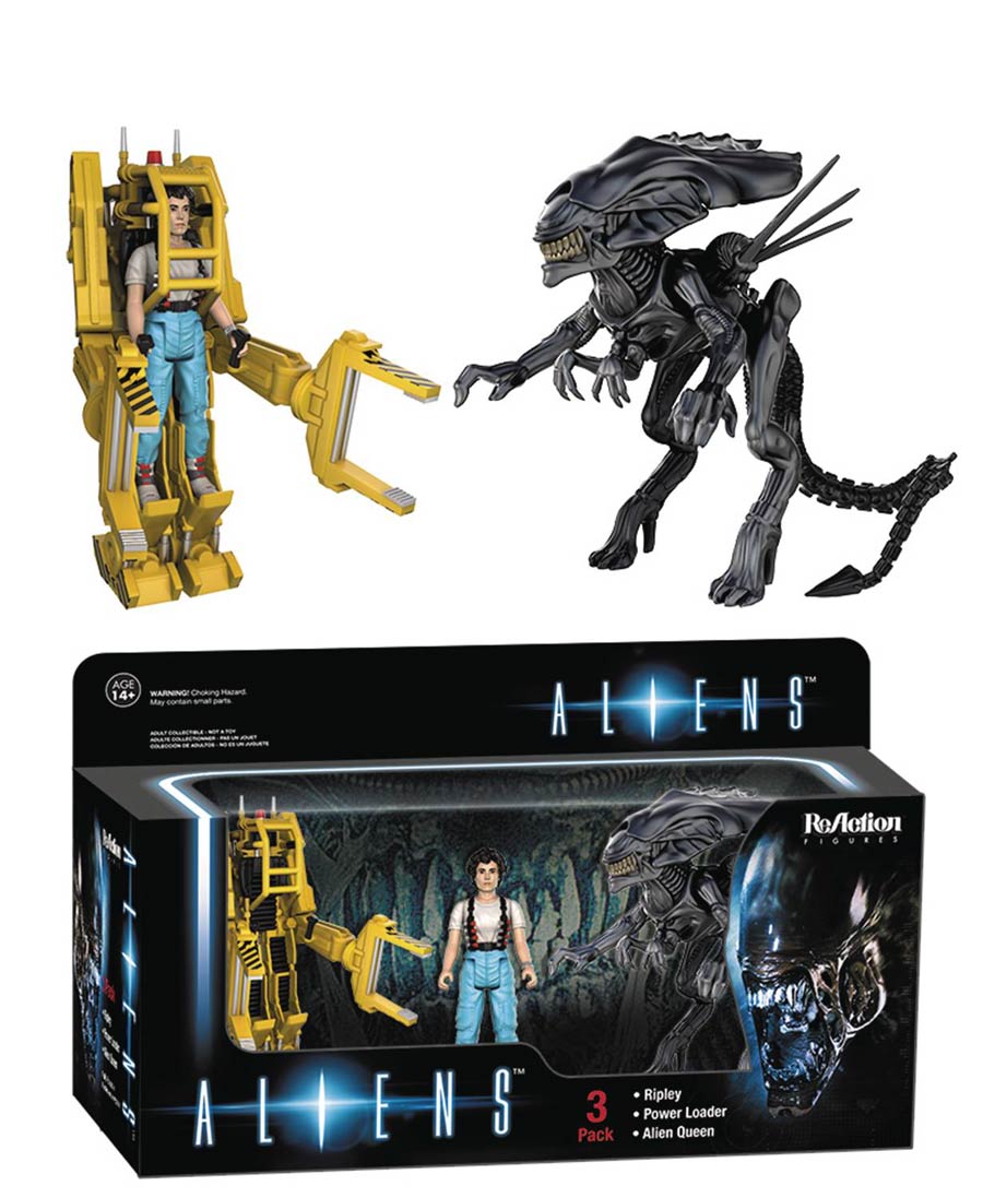 Aliens ReAction Ripley Power Loader Alien Queen 3-Pack Action Figure