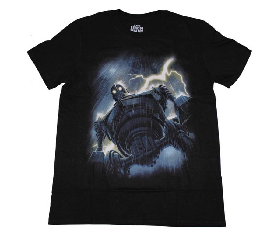 Mondo Tees Iron Giant Rain Black T-Shirt Large