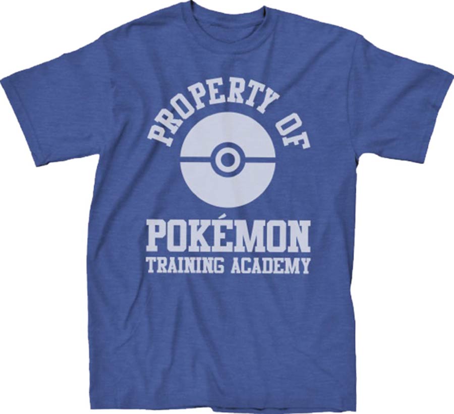 Pokemon Property Of Pokemon Training Academy Royal Heather T-Shirt Large