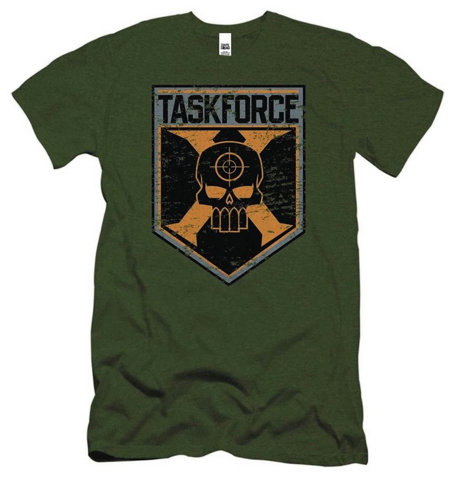 Suicide Squad Task Force Shield Previews Exclusive Military Green T-Shirt Large