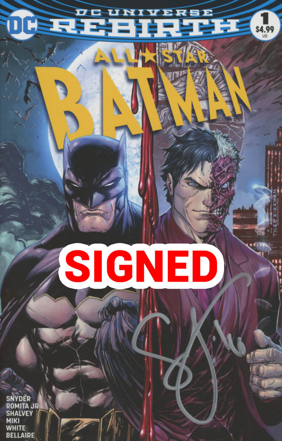 All-Star Batman #1 Cover M Midtown Exclusive Tyler Kirkham Color Variant Cover Signed By Scott Snyder