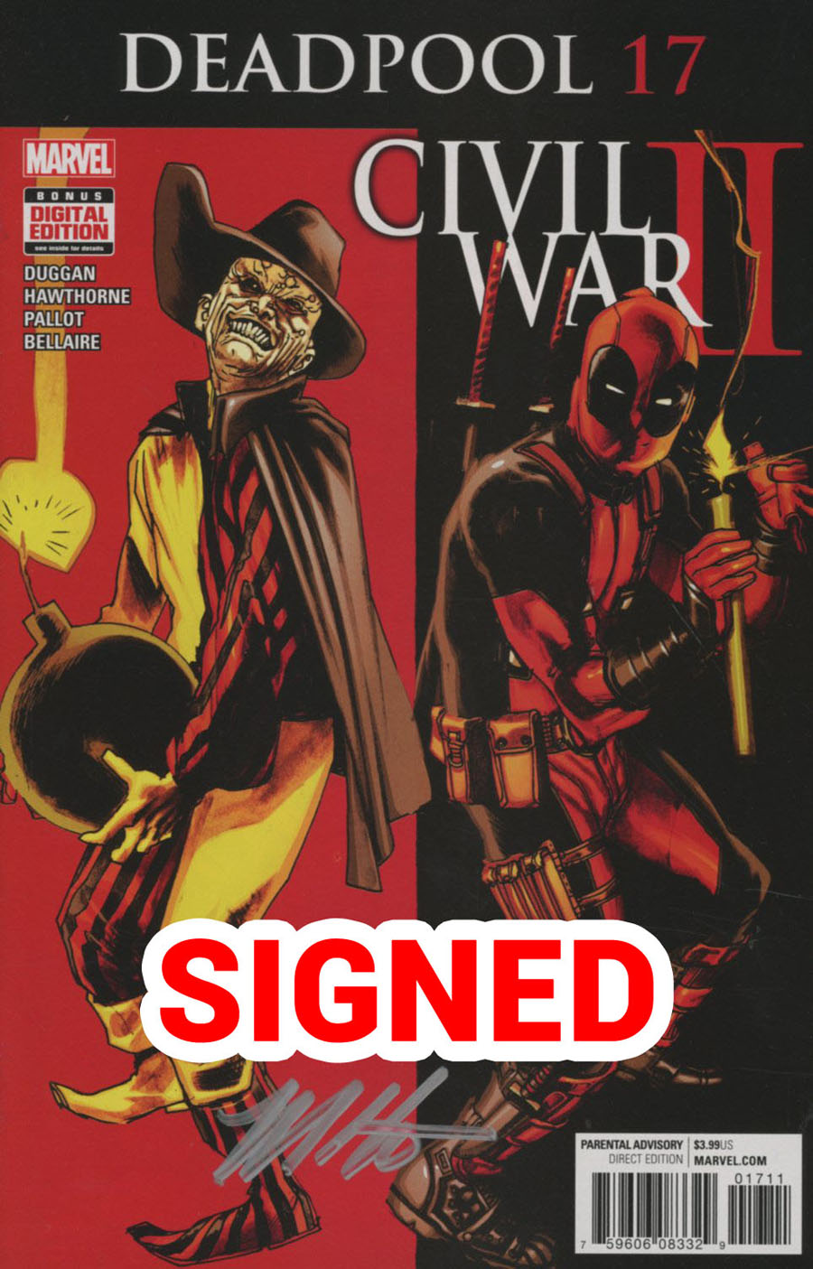 Deadpool Vol 5 #17 Cover D Regular Rafael Albuquerque Cover Signed By Mike Hawthorne (Civil War II Tie-In)