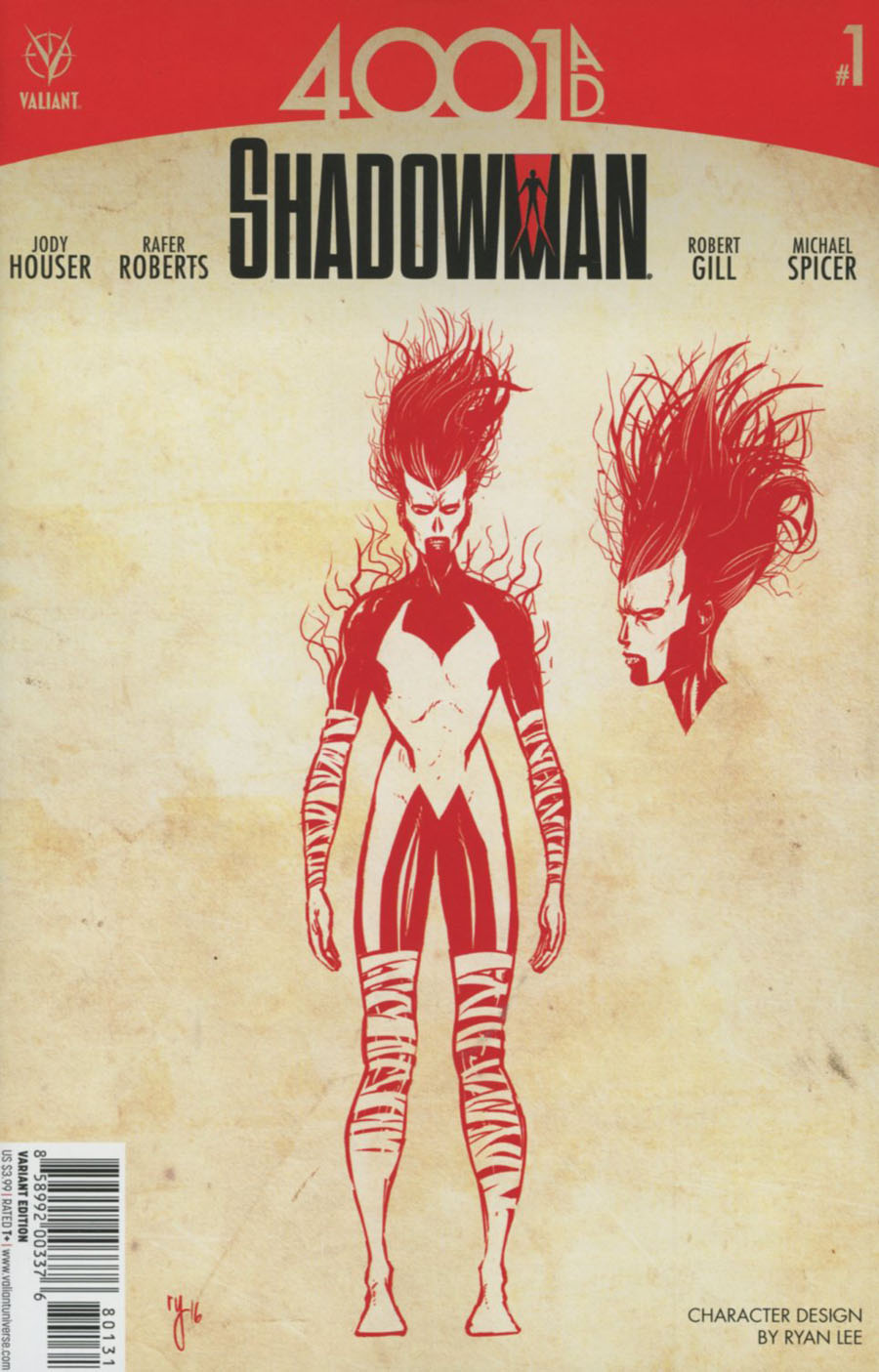 4001 AD Shadowman #1 Cover C Incentive Ryan Lee Character Design Variant Cover