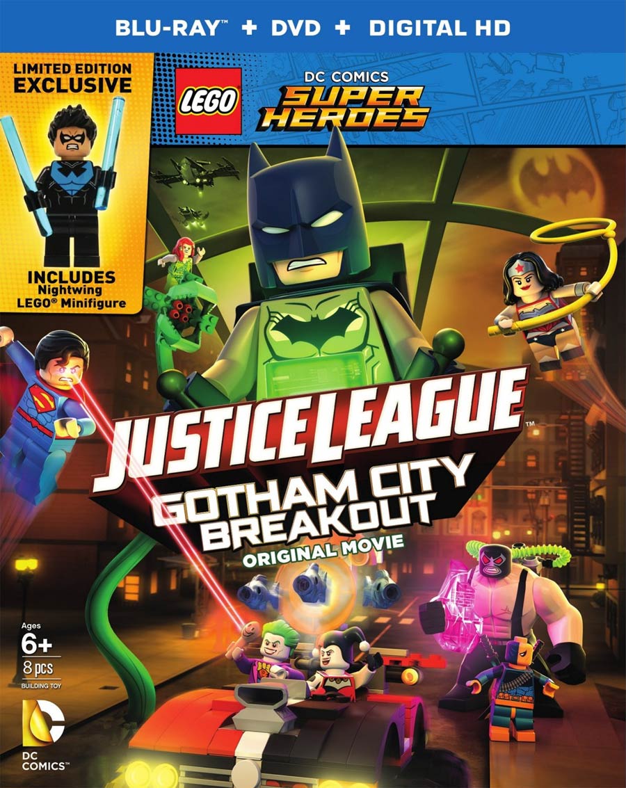 LEGO DC Comics Super Heroes Justice League Gotham City Breakout Blu-ray Combo DVD With Mini Figure
