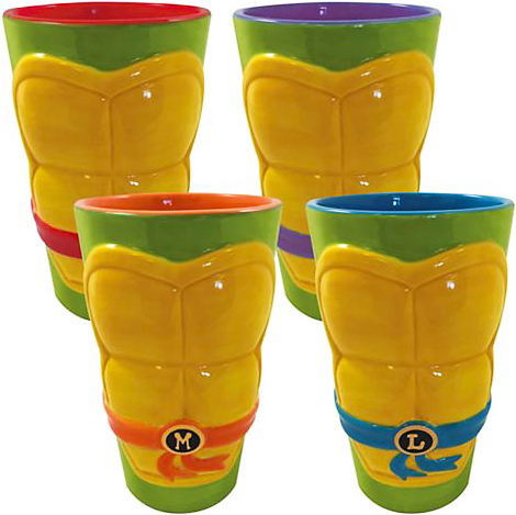 Teenage Mutant Ninja Turtles Pint Ceramic 4-Pack TMNT Molded Shell