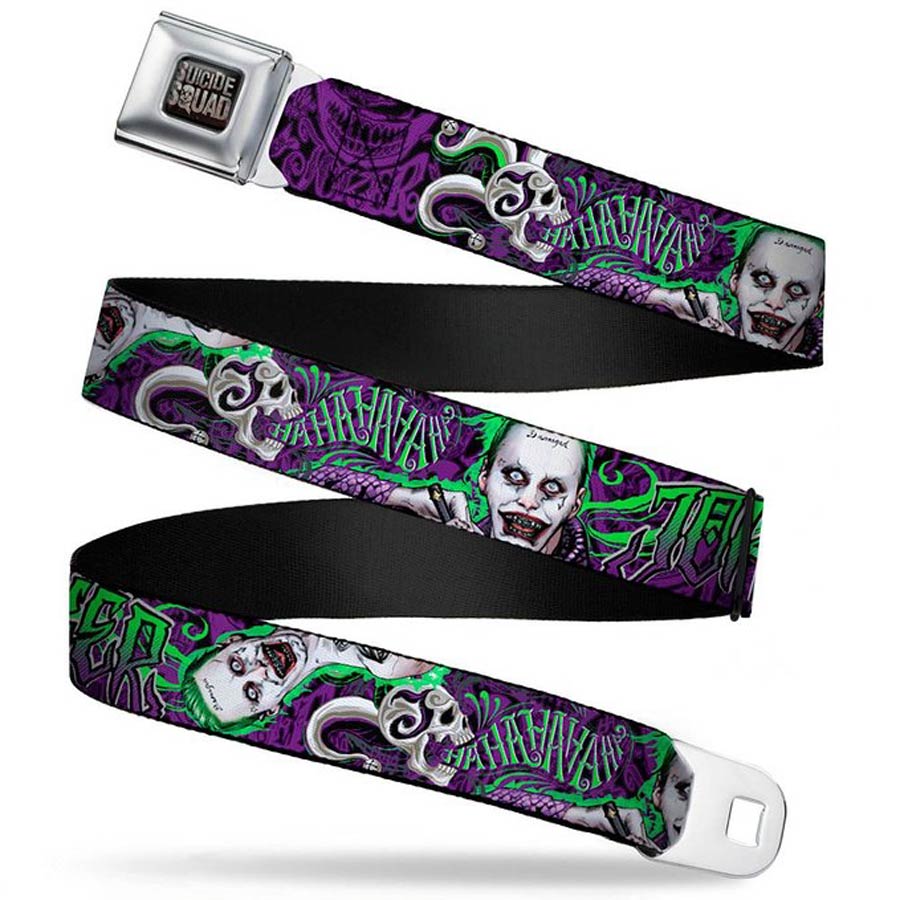 DC Comics Seatbelt-Style Belt 24-38 Inches - Suicide Squad Movie Joker Illustrations