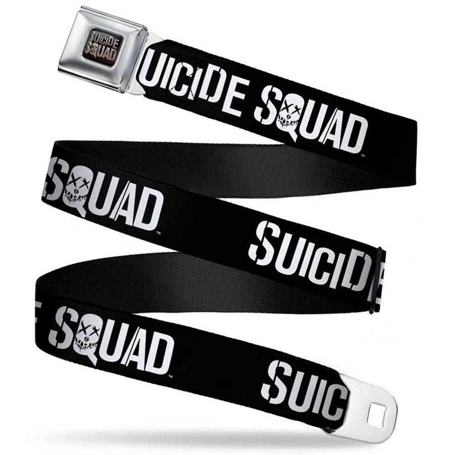 DC Comics Seatbelt-Style Belt 24-38 Inches - Suicide Squad Movie Logo On Black