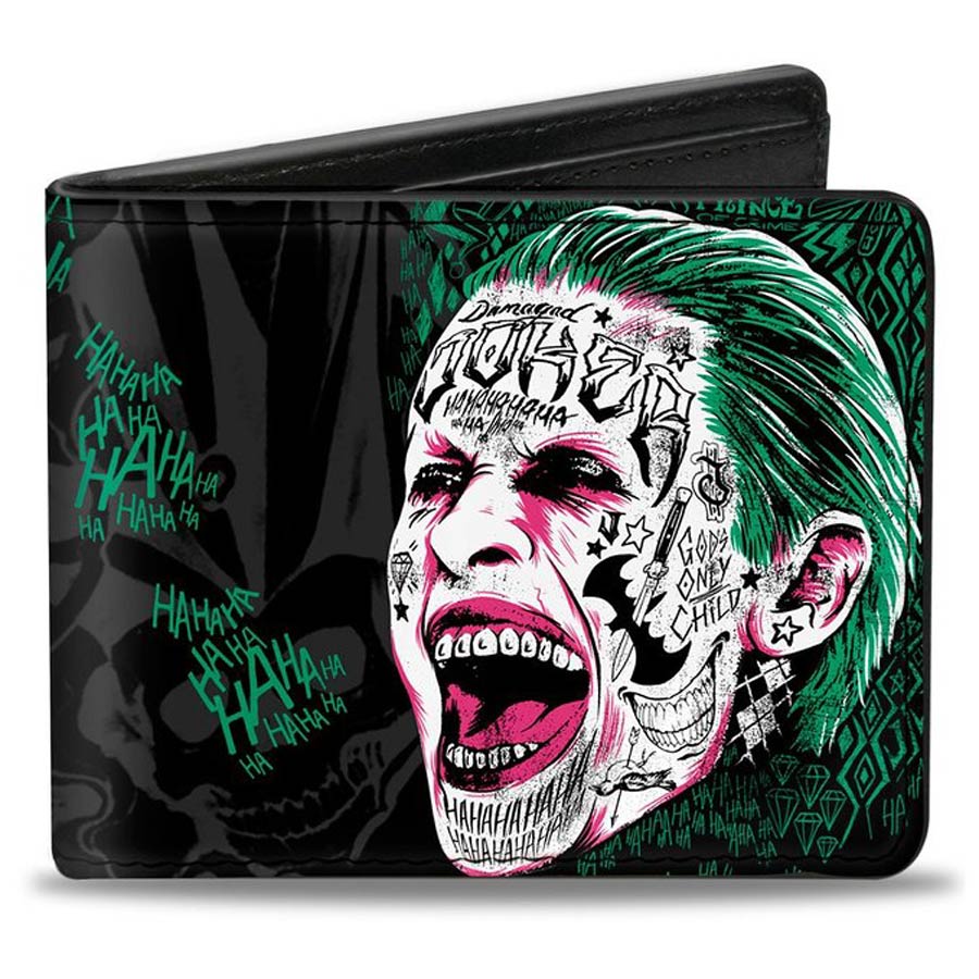 DC Comics Bi-Fold Wallet - Suicide Squad Movie Joker Head And Movie Logo
