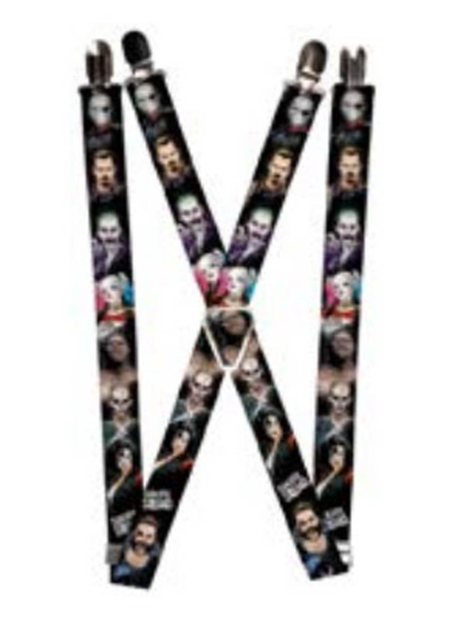 DC Comics 1-inch Adjustable Suspenders - Suicide Squad Movie Character Faces