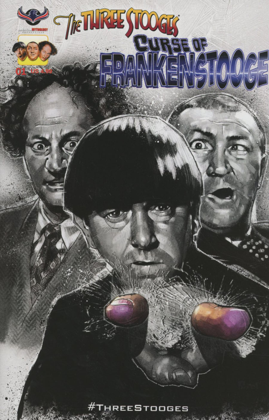 Three Stooges Curse Of Frankenstooge Cover B Variant Jon Pinto Golden Age TV Subscription Cover