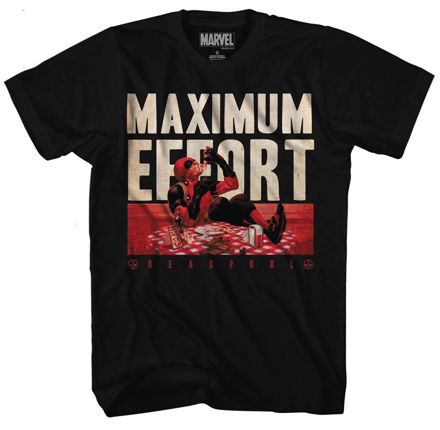 Deadpool Maximum Effort Previews Exclusive Black T-Shirt Large