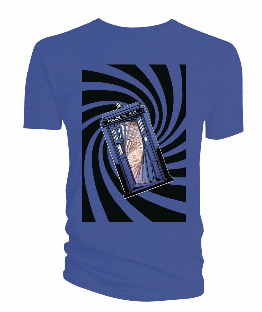 Doctor Who TARDIS Blue Swirl Previews Exclusive Royal Blue T-Shirt Large