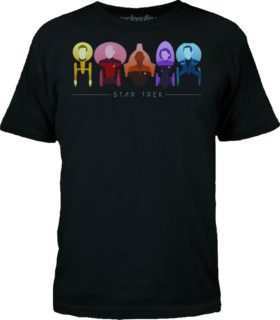 Star Trek Starfleet Captains Black T-Shirt Large