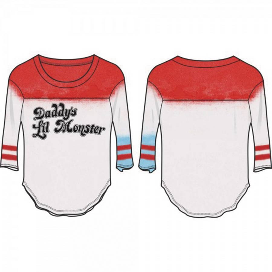 Suicide Squad Movie Harley Quinn Daddys Lil Monster Raglan Shirt Large