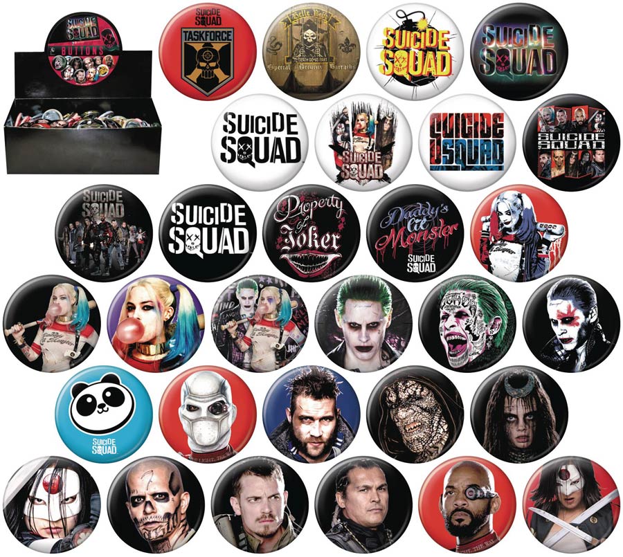 Suicide Squad Movie Button 144-Piece Assortment Case
