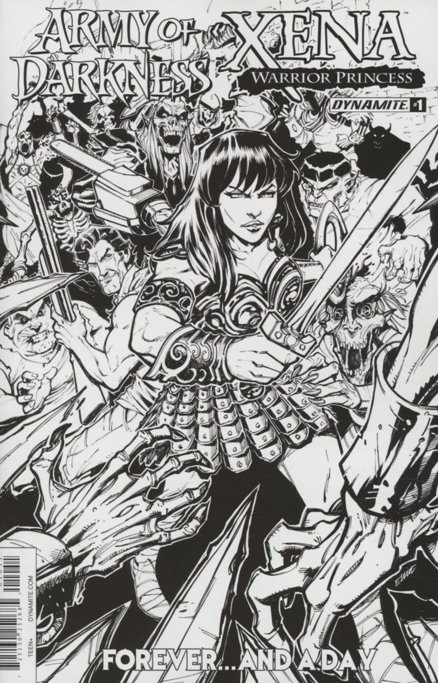 Army Of Darkness Xena Forever And A Day #1 Cover E Incentive Elliot Fernandez Black & White Cover