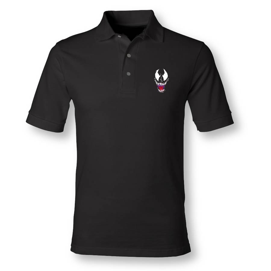 Venom Face Black Polo Shirt X-Large