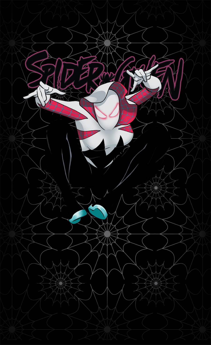 Spider-Gwen Webbing Pattern Black Womens T-Shirt Large