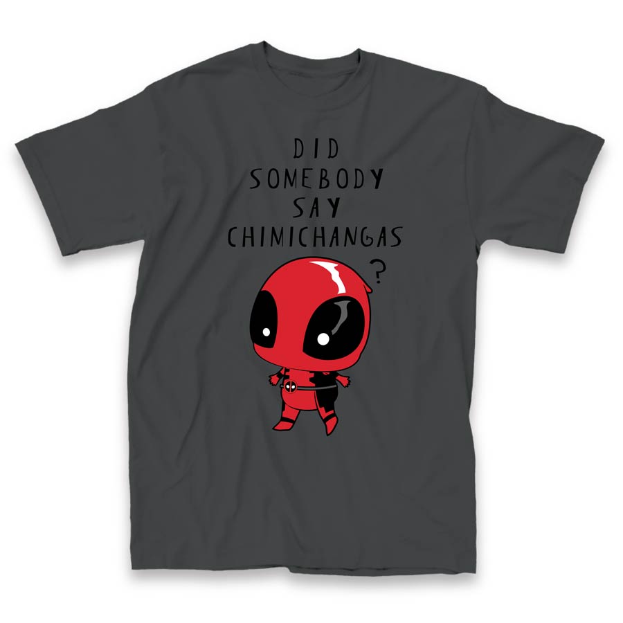 Deadpool Chimichangas Charcoal Mens T-Shirt Large