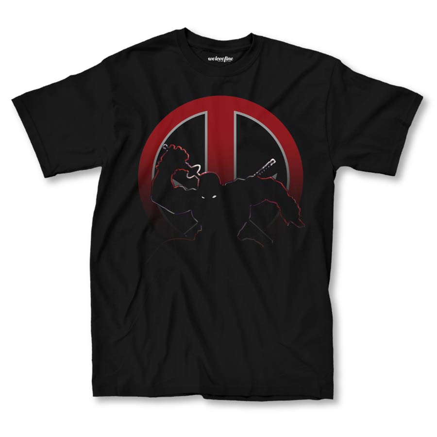 Deadpool Shadows Black Mens T-Shirt Large