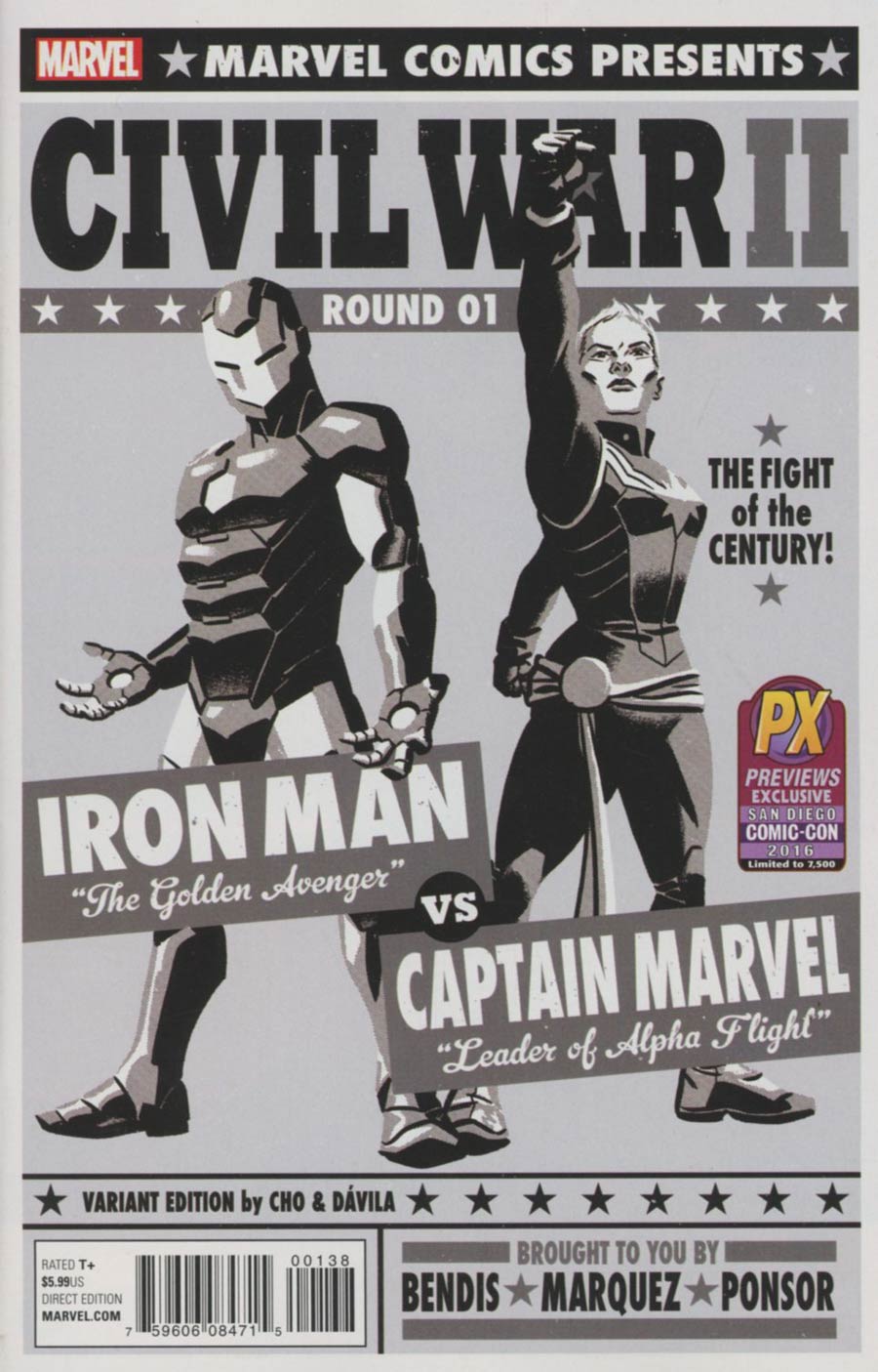 Civil War II #1 Cover Y SDCC 2016 Exclusive Michael Cho Black & White Variant Cover