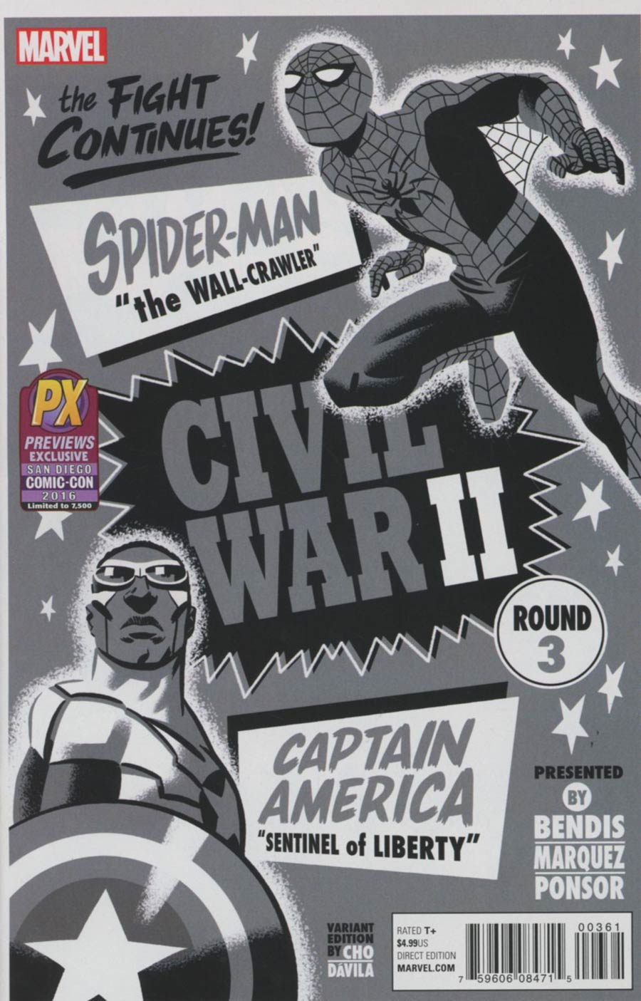 Civil War II #3 Cover F SDCC 2016 Exclusive Michael Cho Black & White Variant Cover