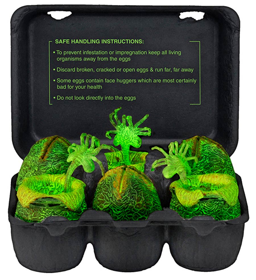 Aliens Xenomorph Egg Set In Collectible Carton Glow-In-The-Dark
