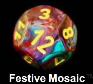 Festive Mosaic/Yellow Polyhedral 7-Die Set