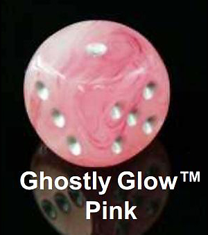 Ghostly Glow Pink/Silver Bag of 20 Assorted Dice