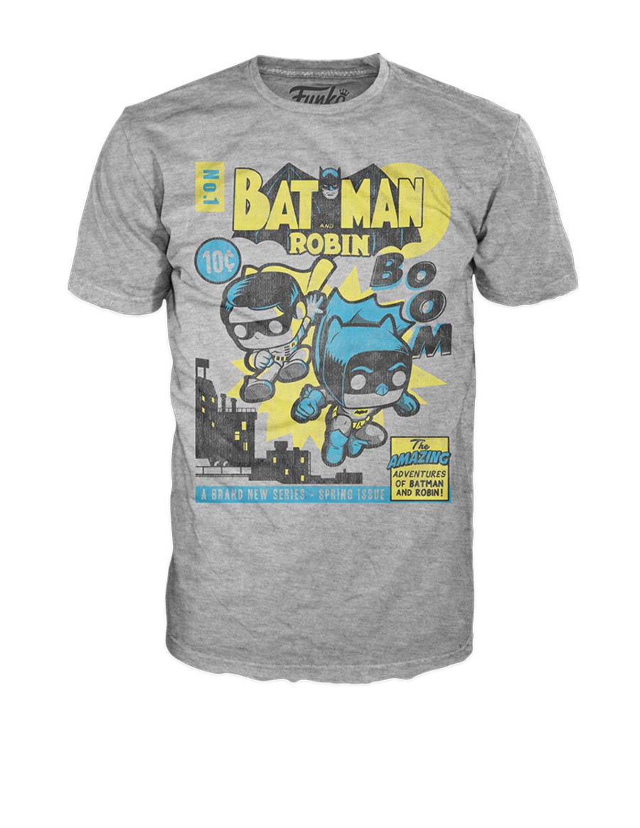 POP Tees DC Batman & Robin Comic T-Shirt Large