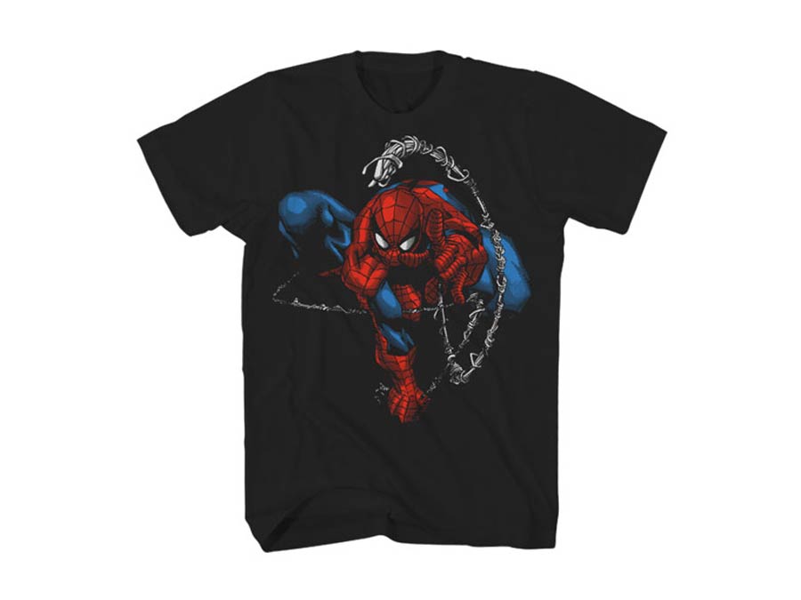 Spider-Man Spilinear Black T-Shirt Large