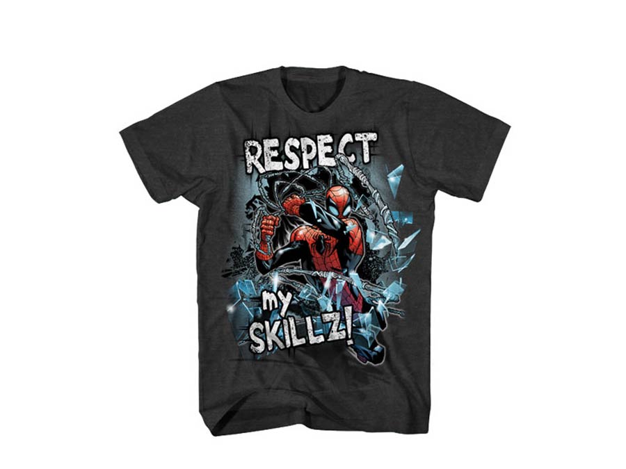 Spider-Man Show Respect Black Youth T-Shirt Large