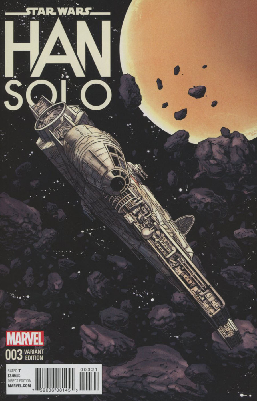 Star Wars Han Solo #3 Cover B Incentive Declan Shalvey Millennium Falcon Variant Cover