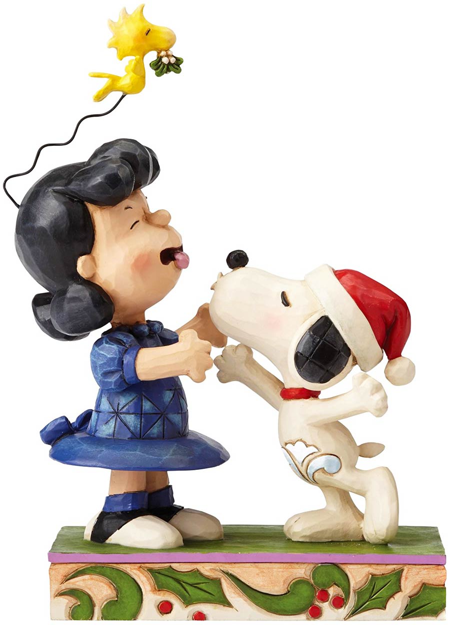 Peanuts By Jim Shore Snoopy Kissing Lucy Mistletoe Figurine