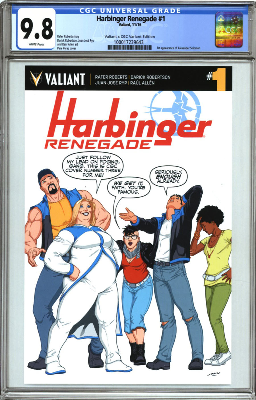 Harbinger Renegade #1 Cover E Varaint Pere Perez Valiant x CGC Replica Cover