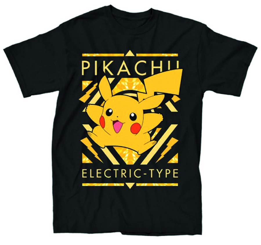 Pokemon Electric Type Black T-Shirt Large