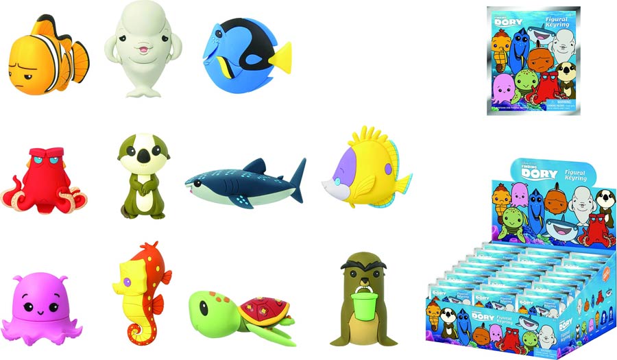 Disneys Finding Dory Laser Cut Figural Keyring Blind Mystery Box 24-Piece Display