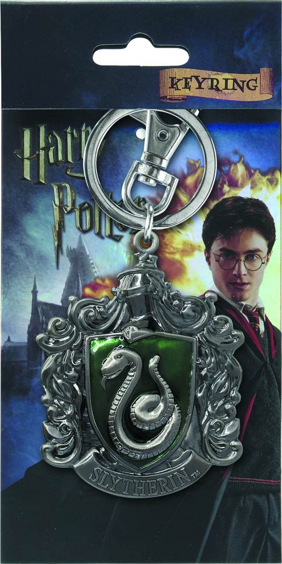 Harry Potter Pewter Keyring - Slytherin Crest Logo Colored