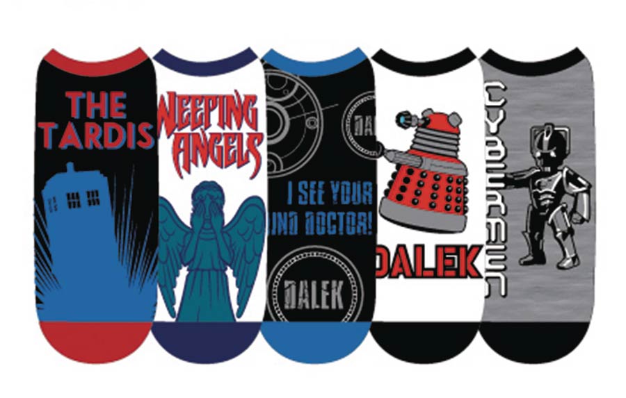 Doctor Who Ladies Low Cut Socks 5-Pack Design B