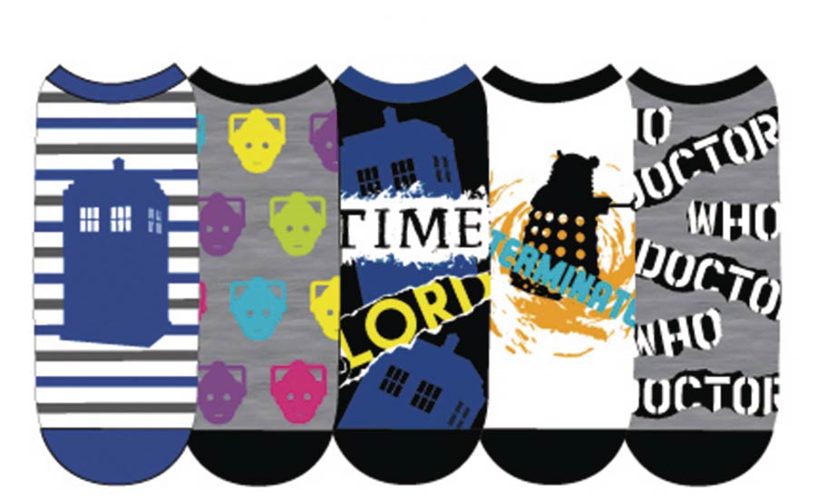 Doctor Who Ladies Low Cut Socks 5-Pack Design C