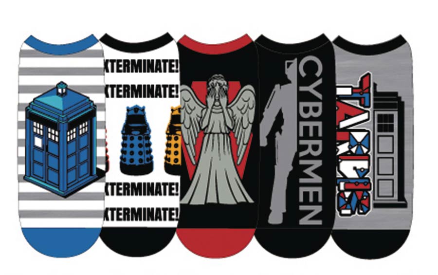 Doctor Who Ladies Low Cut Socks 5-Pack Design D