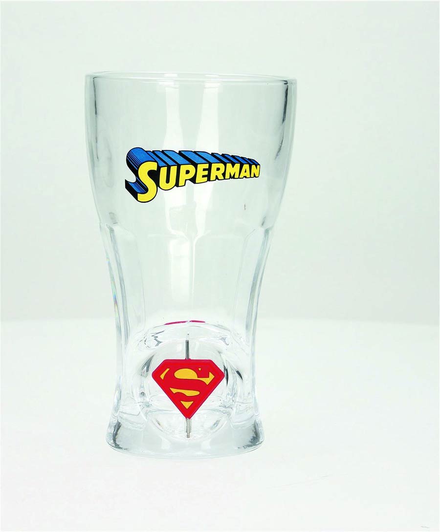 DC Heroes 3D Rotating Logo Soda Glass - Superman