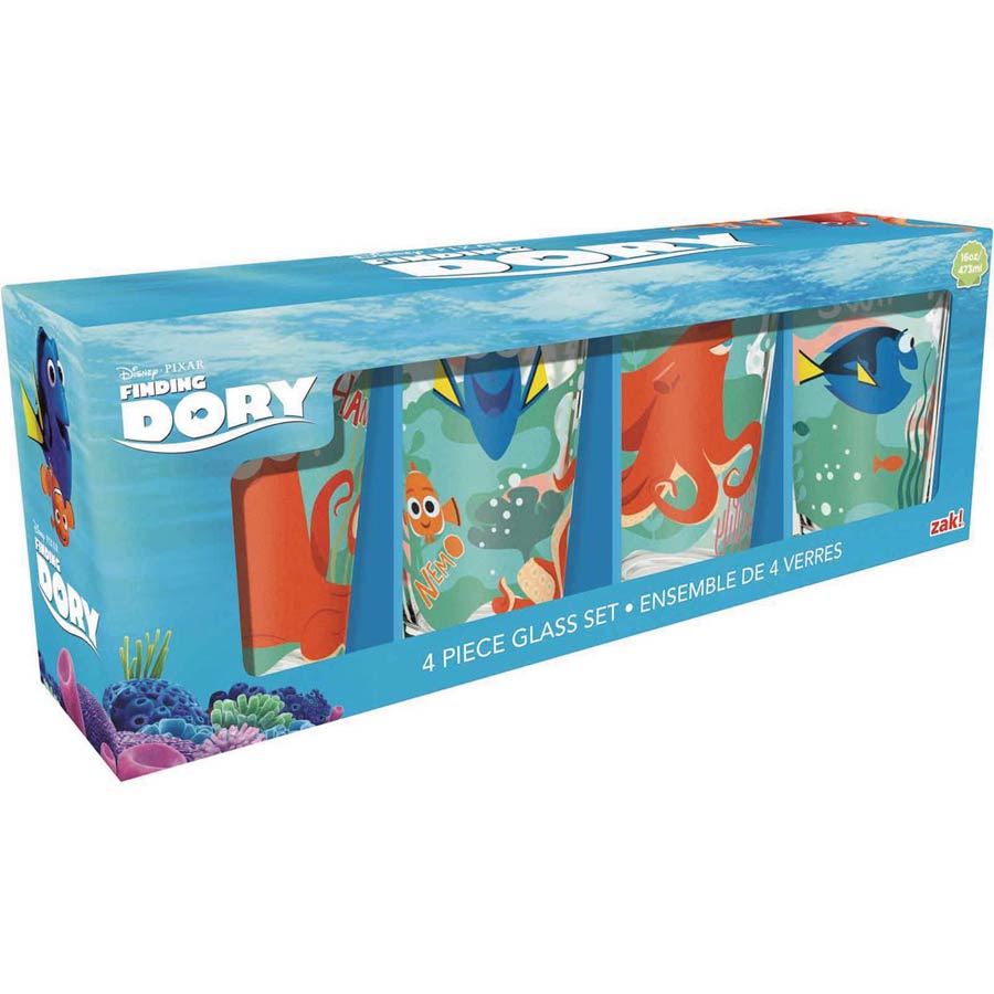 Finding Dory 16-Ounce Glass Tumbler 4-Piece Gift Box