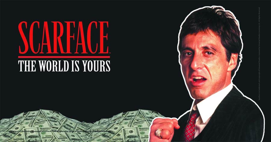 Scarface Glass Poster - The World Is Yours Black