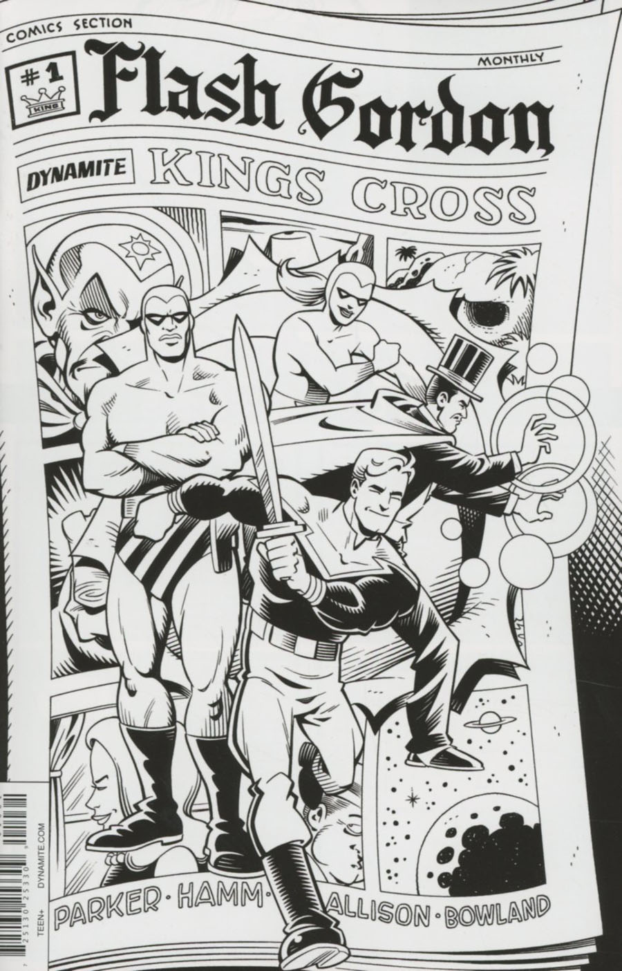 Flash Gordon Kings Cross #1 Cover F Incentive Roger Langridge Black & White Cover
