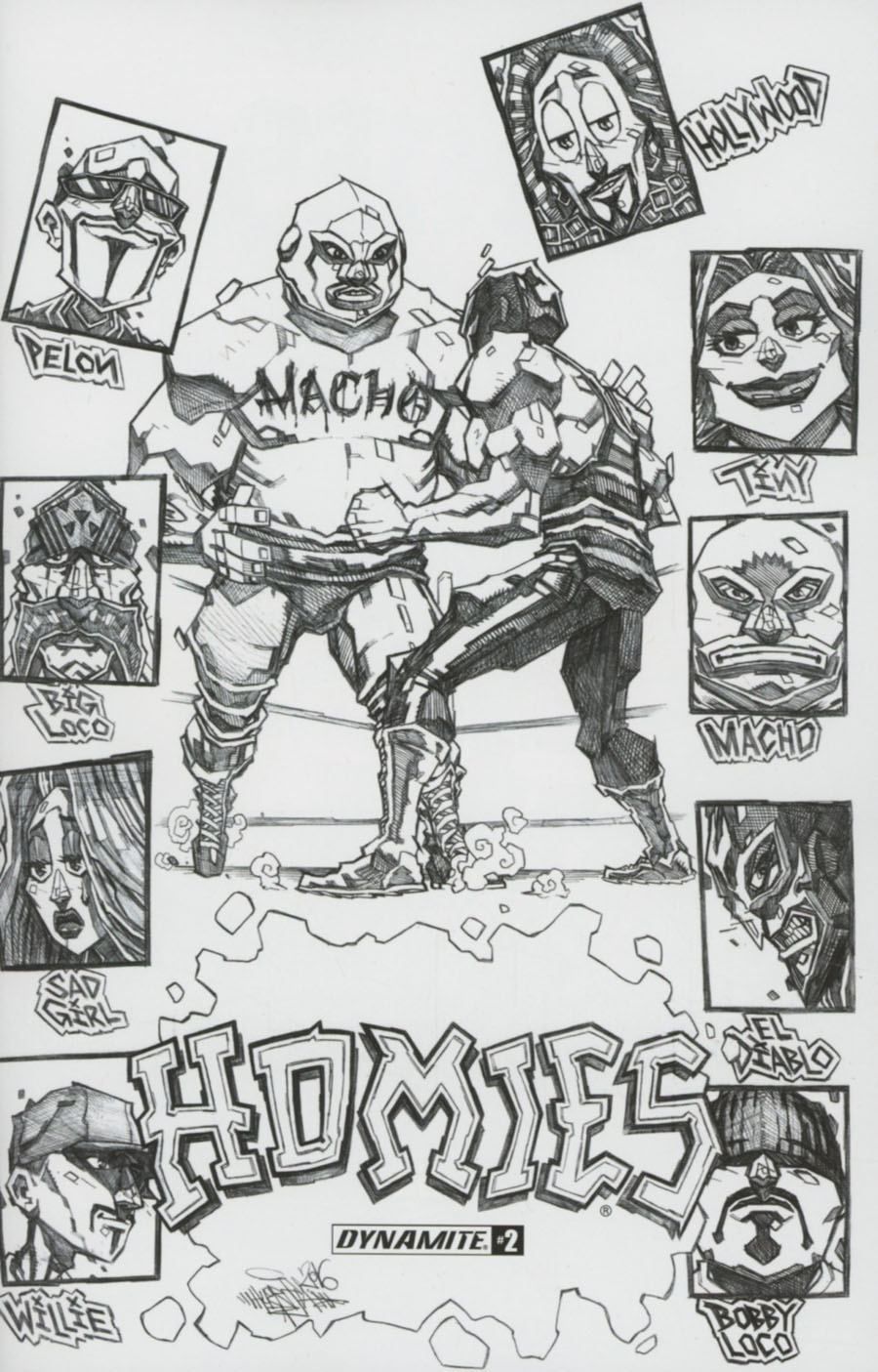 Homies #2 Cover B Incentive Andrew Huerta Black & White Cover
