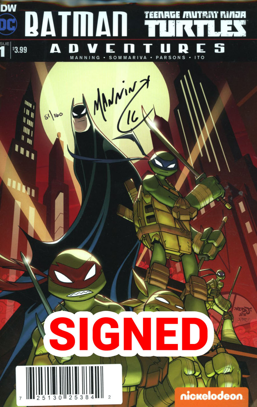 Batman Teenage Mutant Ninja Turtles Adventures #1 Cover J DF Signed By Matthew K Manning