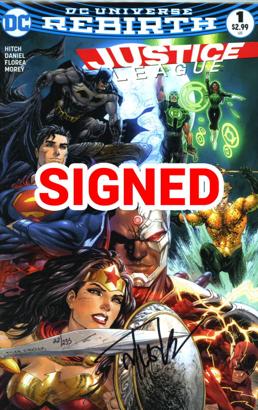 Justice League Vol 3 #1 Cover I DF Exclusive Tyler Kirkham Variant Cover Signed By Tyler Kirkham
