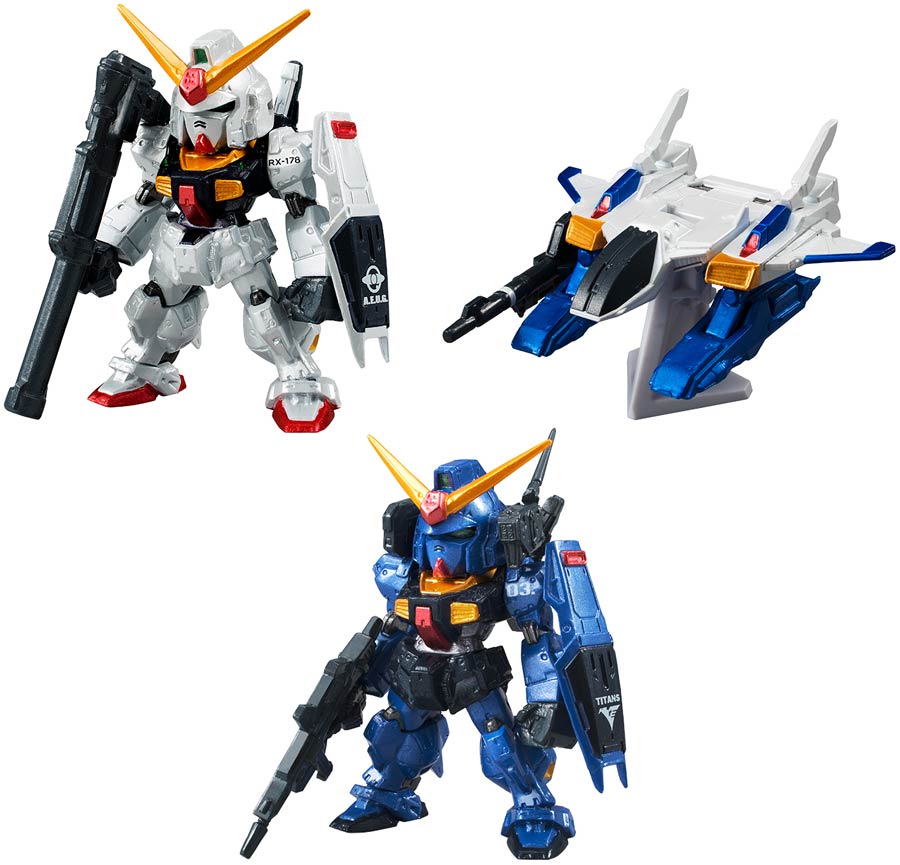 FW Gundam Converge - Limited Metallic Version - FXA-05D G-Defensor / RX-178 Gundam Mk-II (AEUG) / RX-178 Gundam Mk-II (Titans) SDCC Figure Set